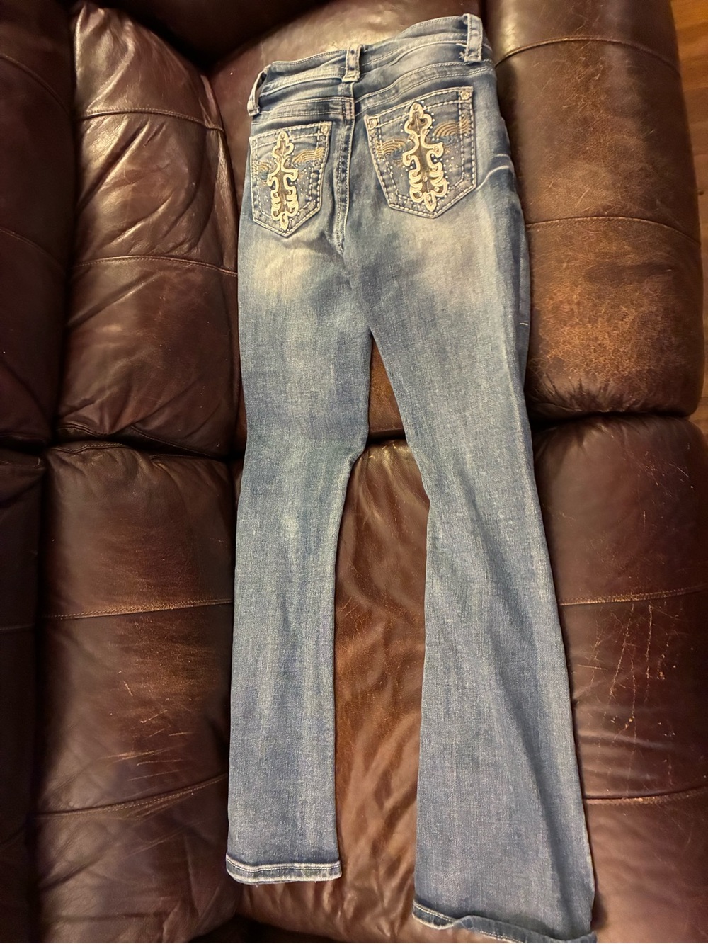 Women's Light Blue Embroidered Back-Pocket Jeans